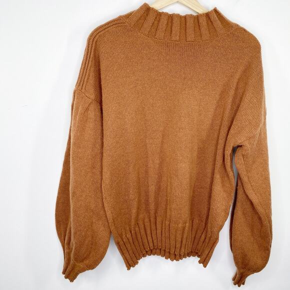 New In Rust Red Orange Mock Neck Knit Pullover Sweater Women's Size Medium M - Picture 7 of 7